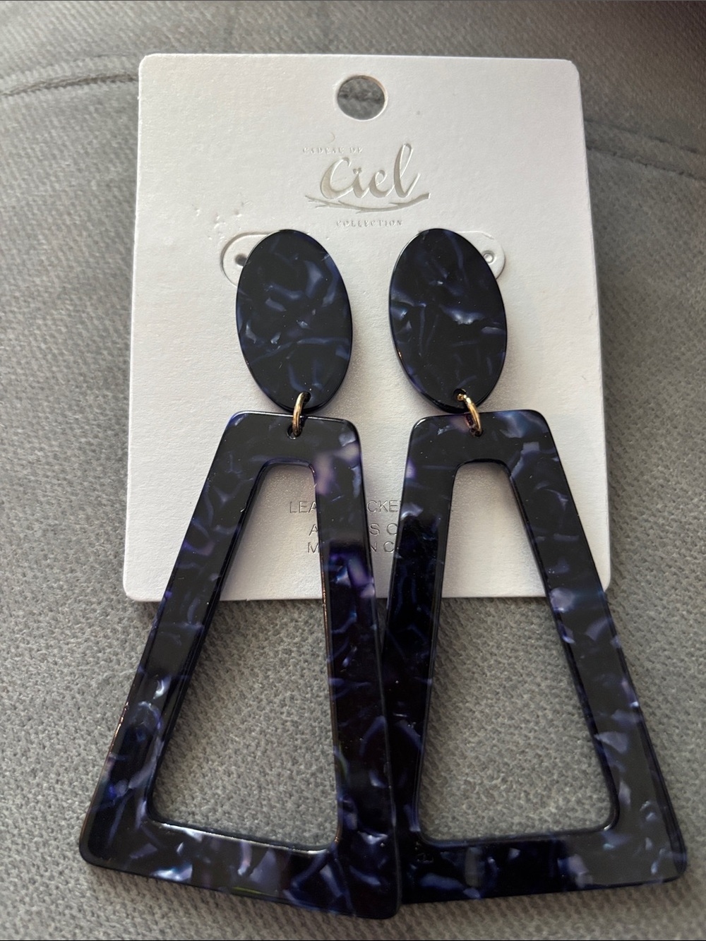 Macy's Marbled Navy and Black Geometric Drop Earrings